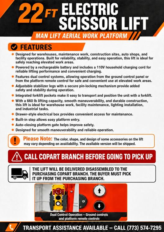 61741236 :رقم المزاد ، 3898429 vin ، 2026 Others 2026 Orange Scissor Lift Man L مزاد بيع