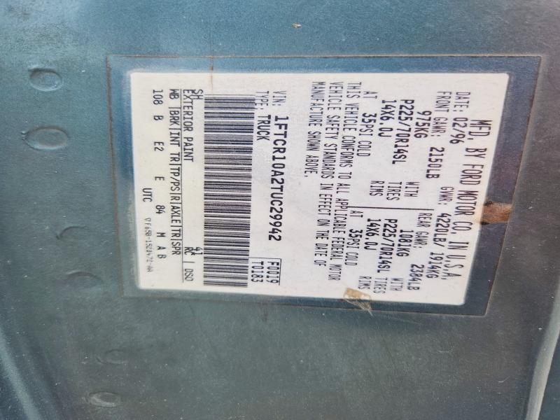 60775126 :رقم المزاد ، 1FTCR10A2TUC29942 vin ، 1996 Ford Ranger مزاد بيع