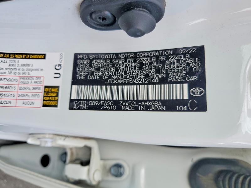 Продаж на аукціоні авто 2022 Toyota Prius Prime, vin: JTDKAMFP6N3212148, номер лоту: 59743136