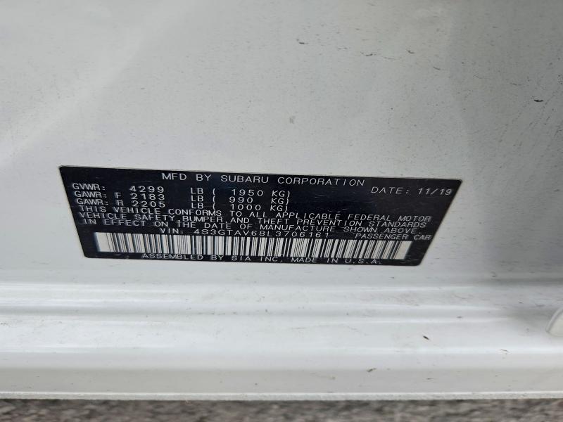 Продаж на аукціоні авто 2020 Subaru Impreza, vin: 4S3GTAV68L3706161, номер лоту: 61135106