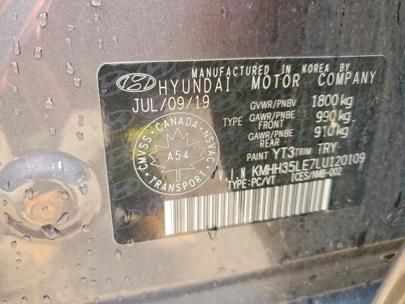 2020 Hyundai Elantra Gt მანქანა იყიდება აუქციონზე, vin: KMHH35LE7LU120109, აუქციონის ნომერი: 62614726