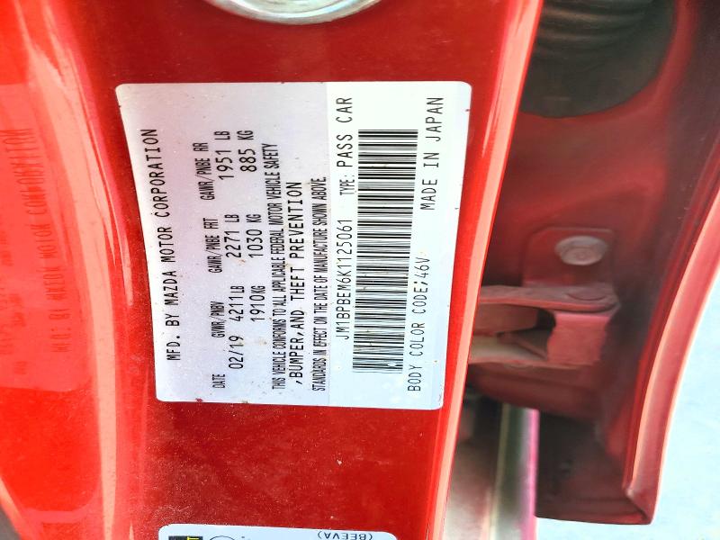Продаж на аукціоні авто 2019 Mazda 3, vin: JM1BPBEM6K1125061, номер лоту: 62254296