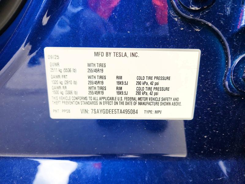 2026 Tesla Model Y მანქანა იყიდება აუქციონზე, vin: 7SAYGDEE5TA495084, აუქციონის ნომერი: 61614656
