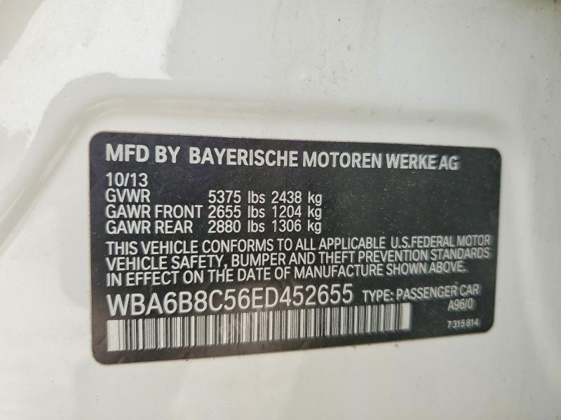 Aukcja sprzedaży 2014 Bmw 640, vin: WBA6B8C56ED452655, numer aukcji: 61143316
