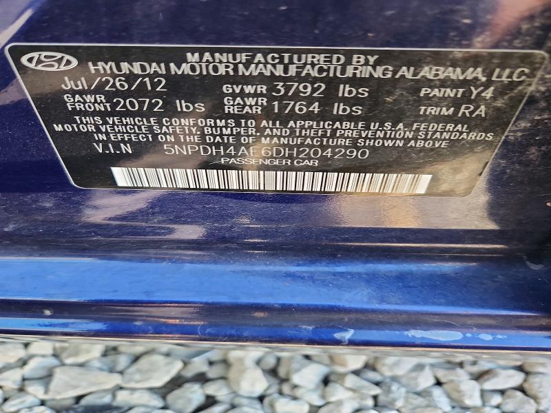 Aukcja sprzedaży 2013 Hyundai Elantra, vin: 5NPDH4AE6DH204290, numer aukcji: 60926786
