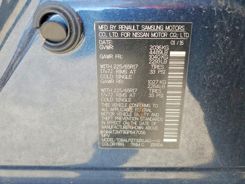 59641556 :رقم المزاد ، KNMAT2MT9GP647056 vin ، 2016 Nissan Rogue مزاد بيع