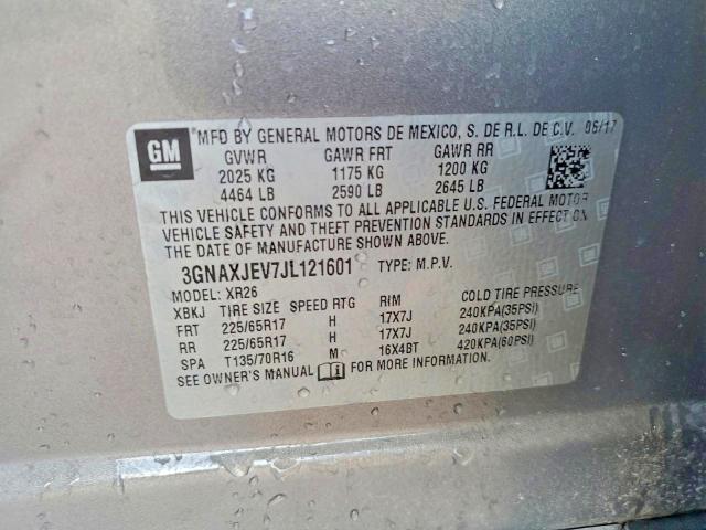 Aukcja sprzedaży 2018 Chevrolet Equinox, vin: 3GNAXJEV7JL121601, numer aukcji: 63486486