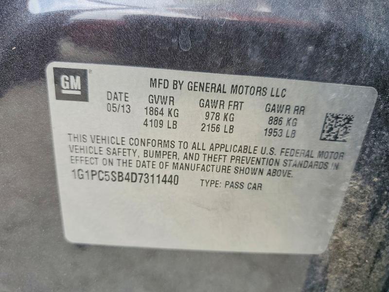 Продажа на аукционе авто 2013 Chevrolet Cruze, vin: 1G1PC5SB4D7311440, номер лота: 61921386
