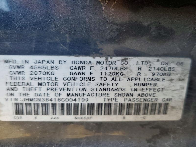 Продаж на аукціоні авто 2006 Honda Accord, vin: JHMCN36416C004199, номер лоту: 55105796