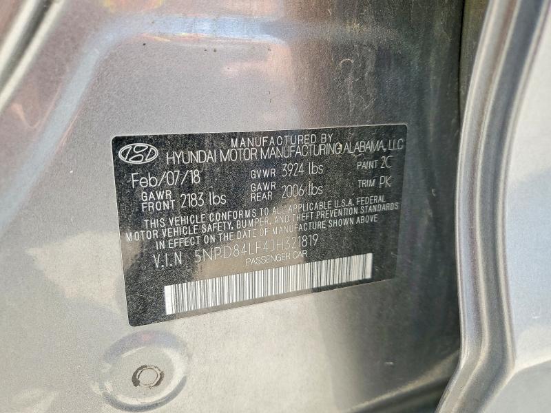 Aukcja sprzedaży 2018 Hyundai Elantra, vin: 5NPD84LF4JH321819, numer aukcji: 59893166