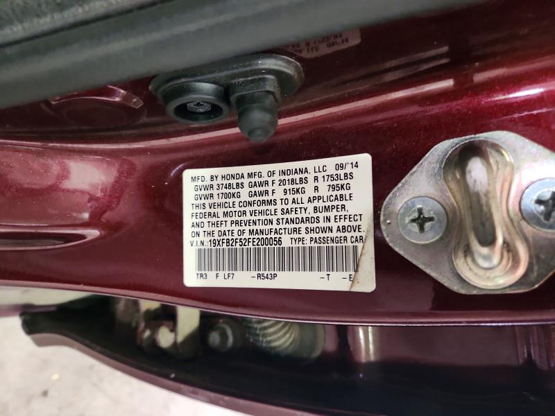 Продаж на аукціоні авто 2015 Honda Civic, vin: 19XFB2F52FE200056, номер лоту: 61183916