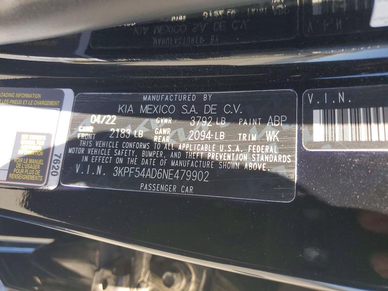 60282426 :رقم المزاد ، 3KPF54AD6NE479902 vin ، 2022 Kia Forte مزاد بيع