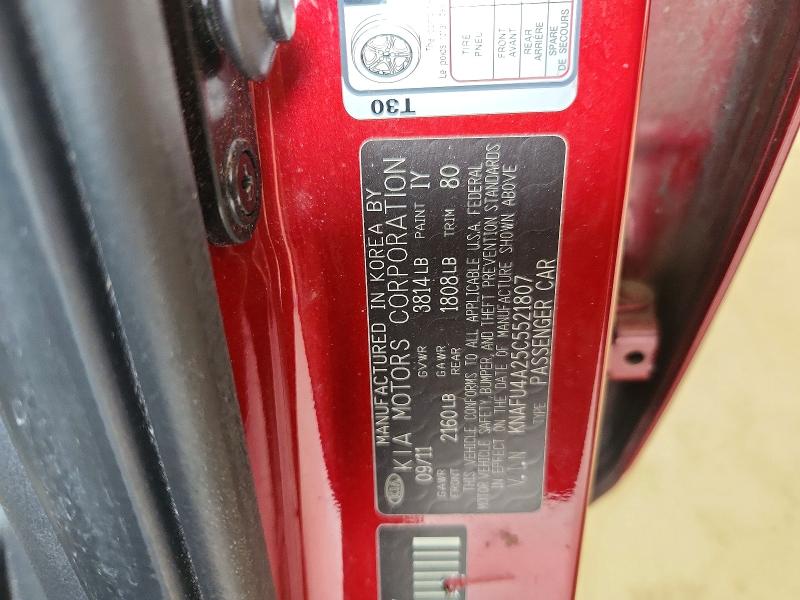 Aukcja sprzedaży 2012 Kia Forte, vin: KNAFU4A25C5521807, numer aukcji: 60929256