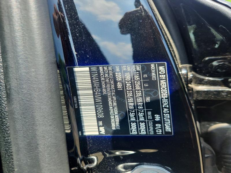 2021 Mercedes-benz Glb მანქანა იყიდება აუქციონზე, vin: W1N4M4HB4MW109608, აუქციონის ნომერი: 59027966