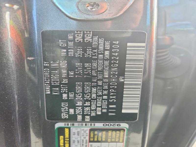 60515346 :رقم المزاد ، 5XYP3DHC2NG224304 vin ، 2022 Kia Telluride مزاد بيع