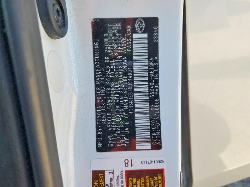62237416 :رقم المزاد ، 4T1BK1EB1DU014891 vin ، 2013 Toyota Avalon مزاد بيع