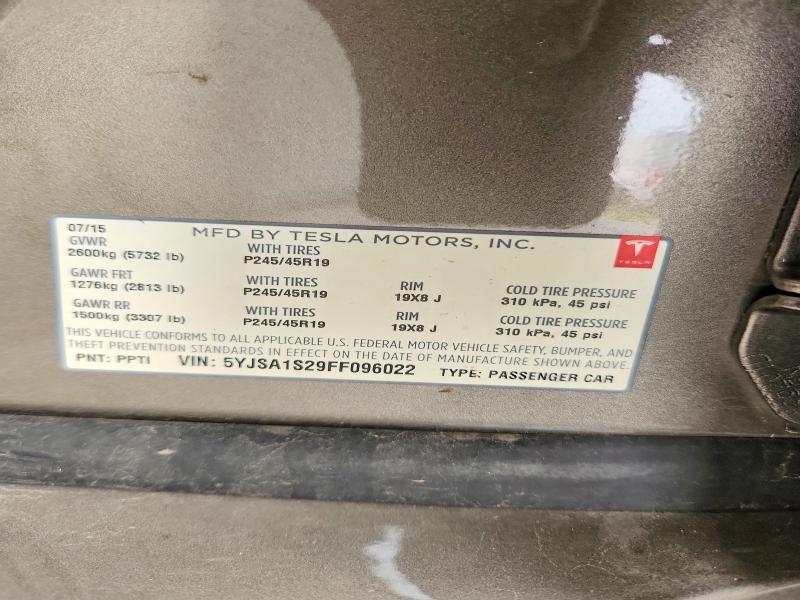 Продаж на аукціоні авто 2015 Tesla Model S, vin: 5YJSA1S29FF096022, номер лоту: 61172746