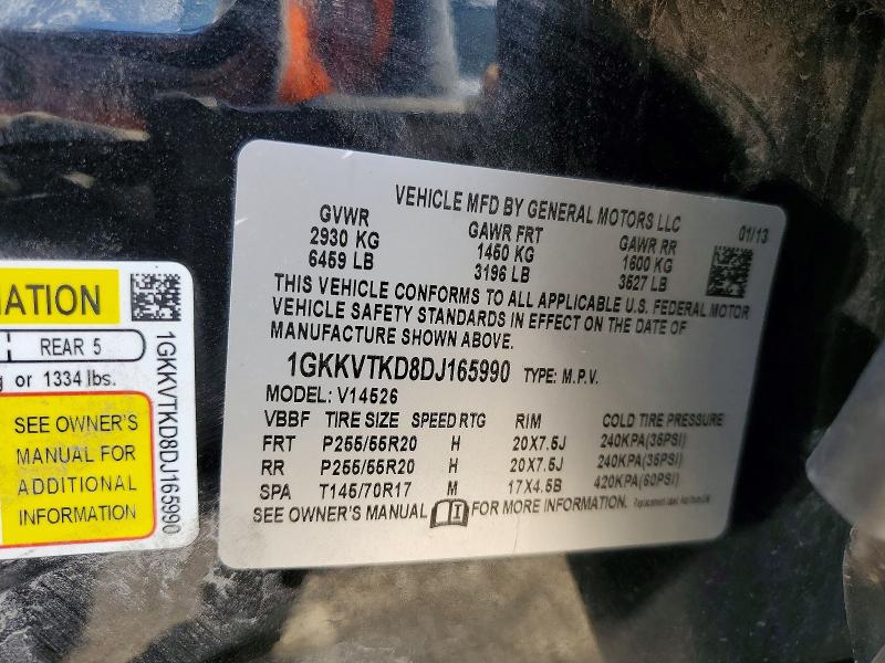 61533976 :رقم المزاد ، 1GKKVTKD8DJ165990 vin ، 2013 Gmc Acadia مزاد بيع