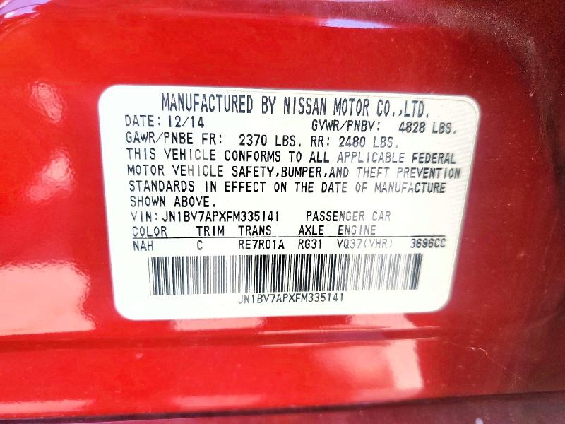Aukcja sprzedaży 2015 Infiniti Q50, vin: JN1BV7APXFM335141, numer aukcji: 59879176