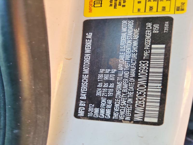 2012 Mini Cooper მანქანა იყიდება აუქციონზე, vin: WMWZB3C50CWM06983, აუქციონის ნომერი: 59356376