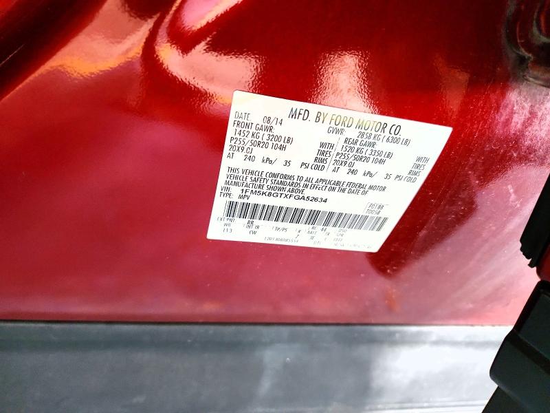 59916406 :رقم المزاد ، 1FM5K8GTXFGA52634 vin ، 2015 Ford Explorer مزاد بيع