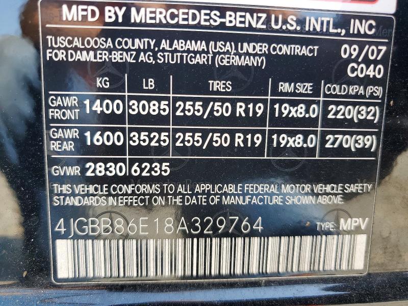 Продажа на аукционе авто 2008 Mercedes-benz Ml, vin: 4JGBB86E18A329764, номер лота: 62091386