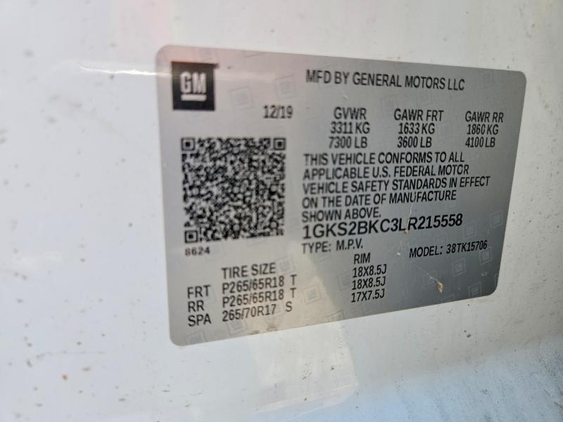 Продаж на аукціоні авто 2020 Gmc Yukon, vin: 1GKS2BKC3LR215558, номер лоту: 62341906