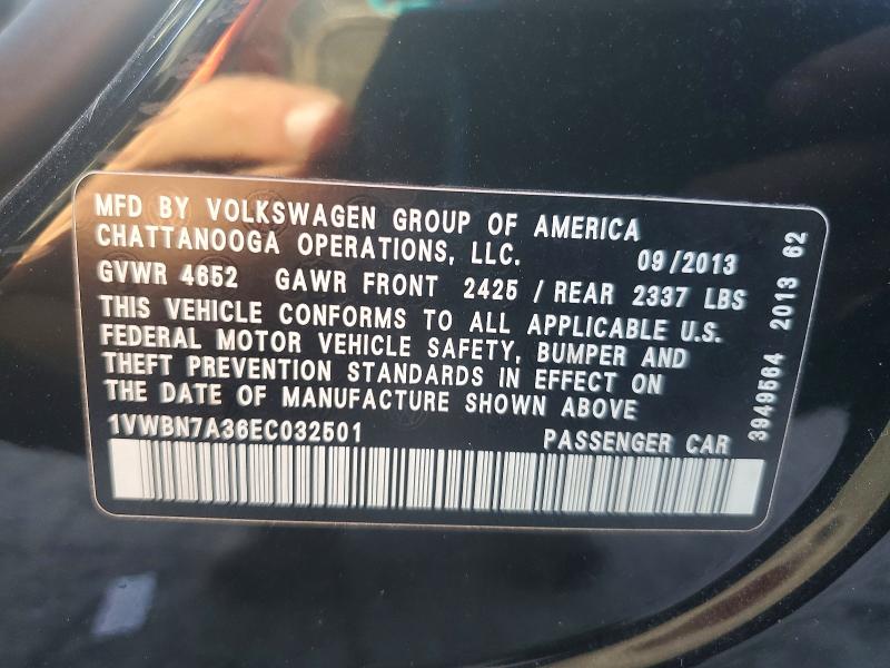 Продажа на аукционе авто 2014 Volkswagen Passat, vin: 1VWBN7A36EC032501, номер лота: 60697296