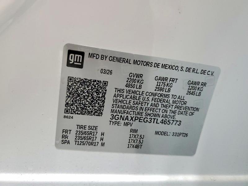 61194766 :رقم المزاد ، 3GNAXPEG3TL465773 vin ، 2026 Chevrolet Equinox مزاد بيع