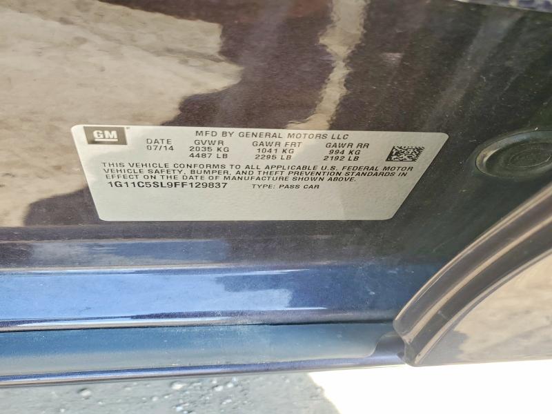 2015 Chevrolet Malibu 1lt მანქანა იყიდება აუქციონზე, vin: 1G11C5SL9FF129837, აუქციონის ნომერი: 57785456