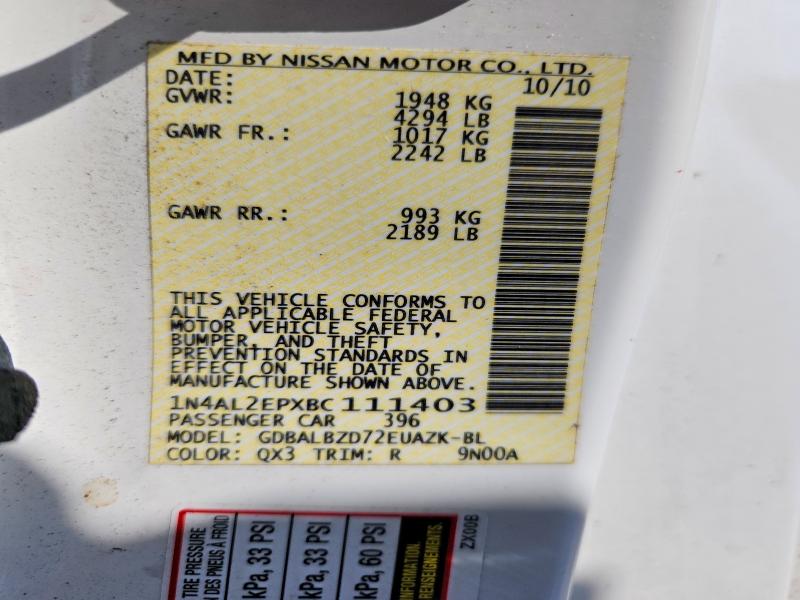 Продажа на аукционе авто 2011 Nissan Altima, vin: 1N4AL2EPXBC111403, номер лота: 59803326