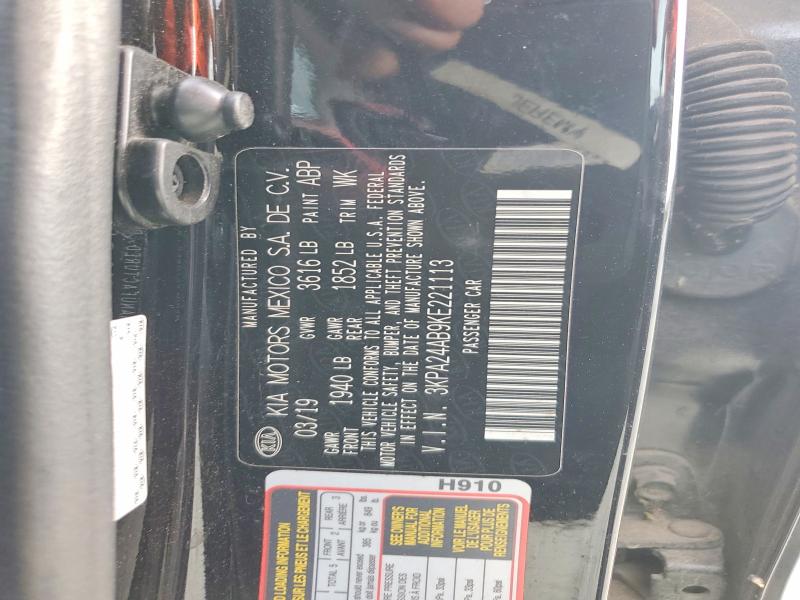 59813266 :رقم المزاد ، 3KPA24AB9KE221113 vin ، 2019 Kia Rio مزاد بيع