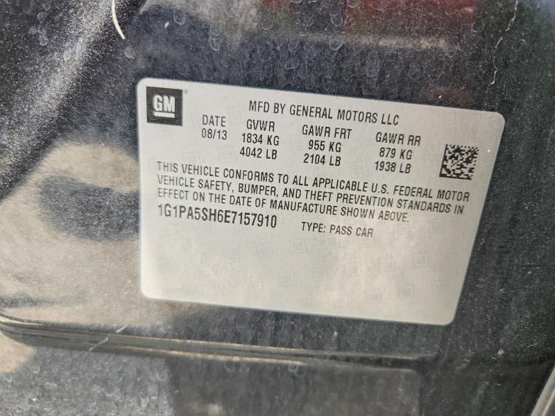 2014 Chevrolet Cruze მანქანა იყიდება აუქციონზე, vin: 1G1PA5SH6E7157910, აუქციონის ნომერი: 62246376