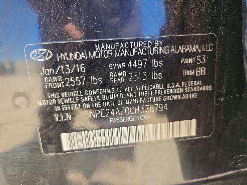 Продажа на аукционе авто 2016 Hyundai Sonata, vin: 5NPE24AF0GH378794, номер лота: 59403396