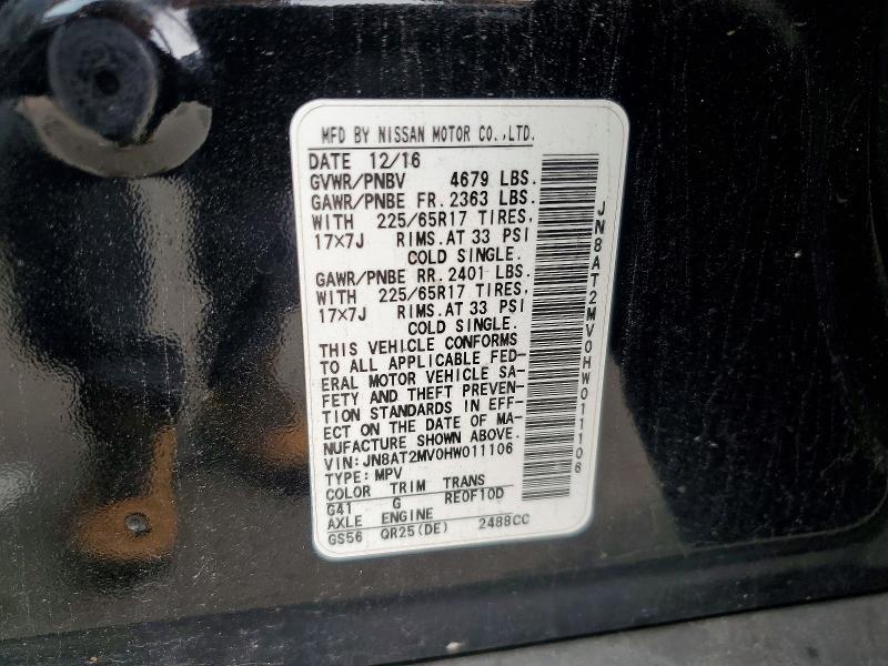 Продажа на аукционе авто 2017 Nissan Rogue, vin: JN8AT2MV0HW011106, номер лота: 61437396