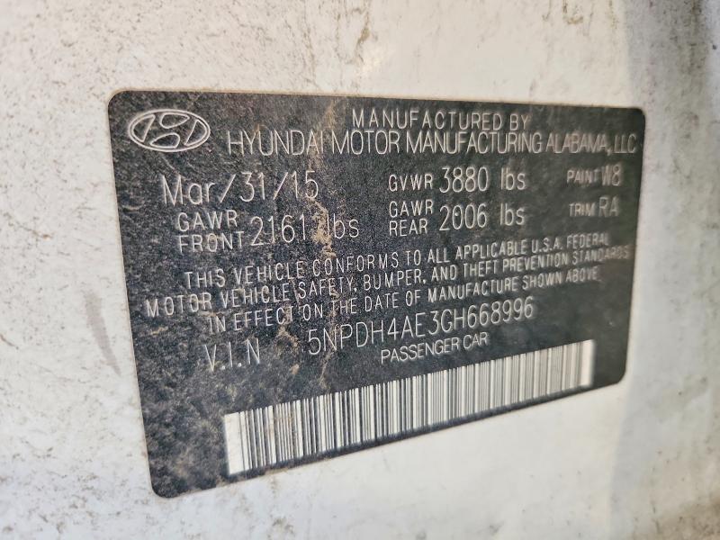 Продаж на аукціоні авто 2016 Hyundai Elantra, vin: 5NPDH4AE3GH668996, номер лоту: 63611676