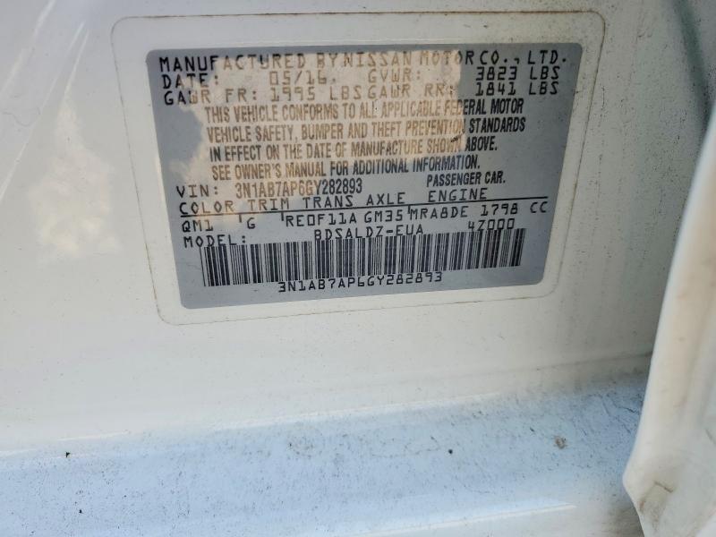 Aukcja sprzedaży 2016 Nissan Sentra, vin: 3N1AB7AP6GY282893, numer aukcji: 57900276