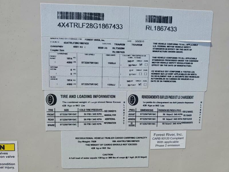 Aukcja sprzedaży 2016 Rockwood Trailers, vin: 4X4TRLF28G1867433, numer aukcji: 62794166