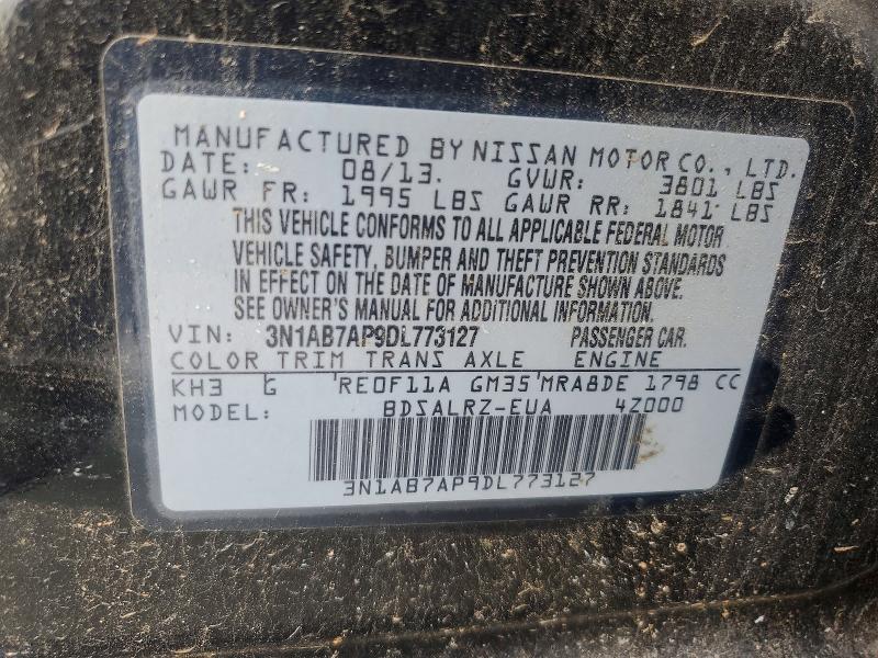 Продажа на аукционе авто 2013 Nissan Sentra, vin: 3N1AB7AP9DL773127, номер лота: 60638376