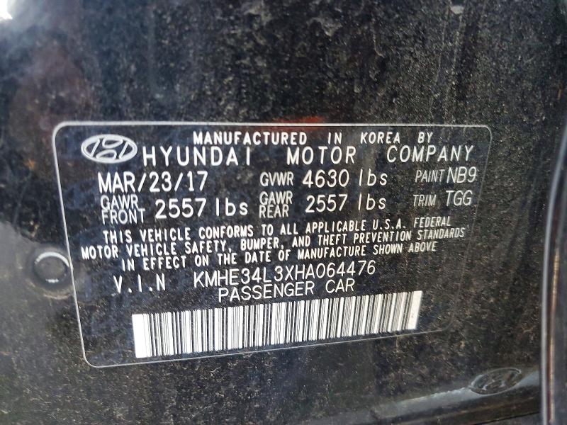 Aukcja sprzedaży 2017 Hyundai Sonata Hybrid, vin: KMHE34L3XHA064476, numer aukcji: 60047236