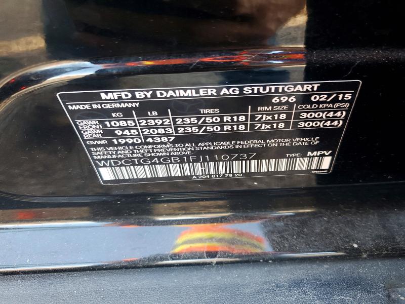 Aukcja sprzedaży 2015 Mercedes-benz Gla, vin: WDCTG4GB1FJ110737, numer aukcji: 58841236