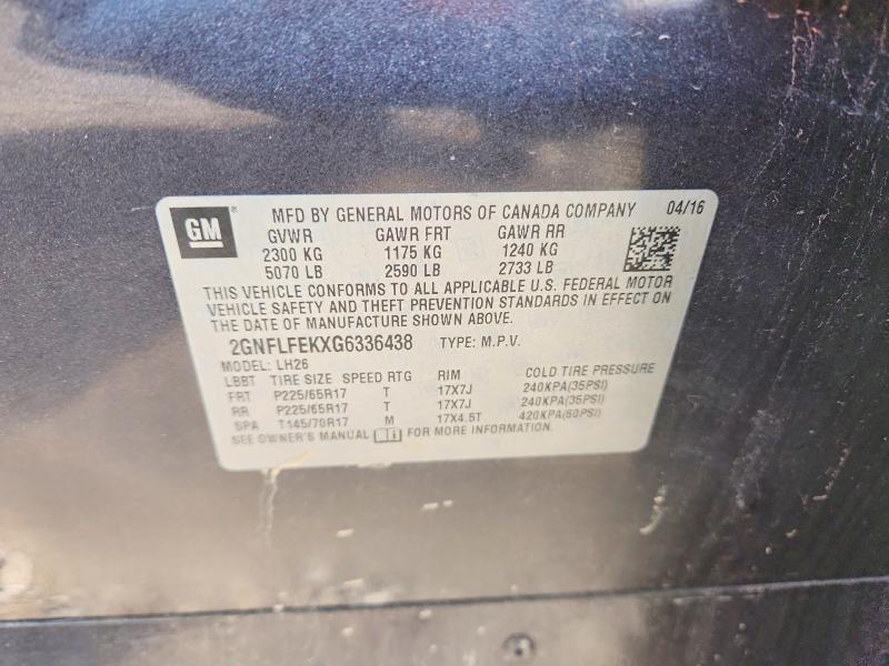 2016 Chevrolet Equinox მანქანა იყიდება აუქციონზე, vin: 2GNFLFEKXG6336438, აუქციონის ნომერი: 62237826