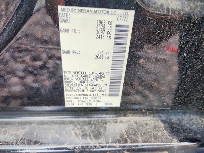 60823716 :رقم المزاد ، 1N4BL4DV9NN410180 vin ، 2022 Nissan Altima مزاد بيع