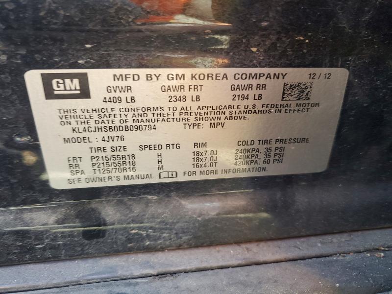 Продажа на аукционе авто 2013 Buick Encore, vin: KL4CJHSB0DB090794, номер лота: 62835636