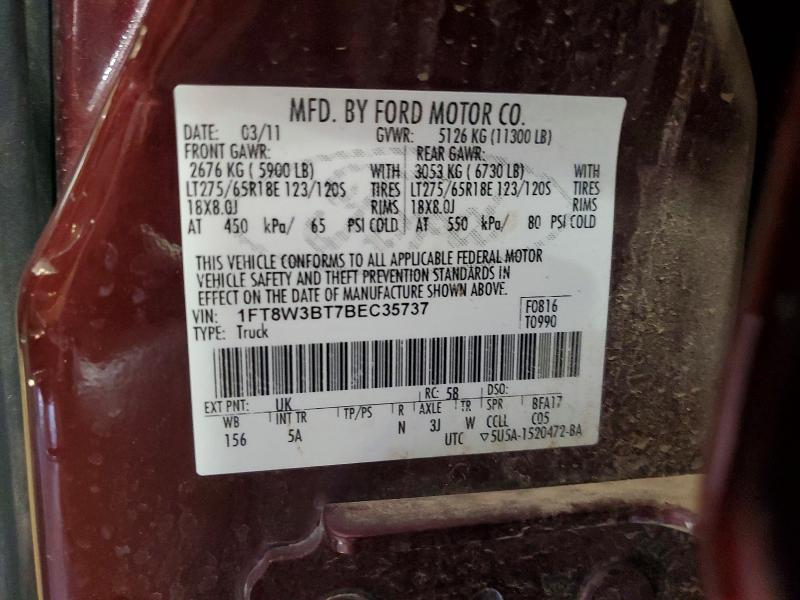 Aukcja sprzedaży 2011 Ford F350, vin: 1FT8W3BT7BEC35737, numer aukcji: 59878036