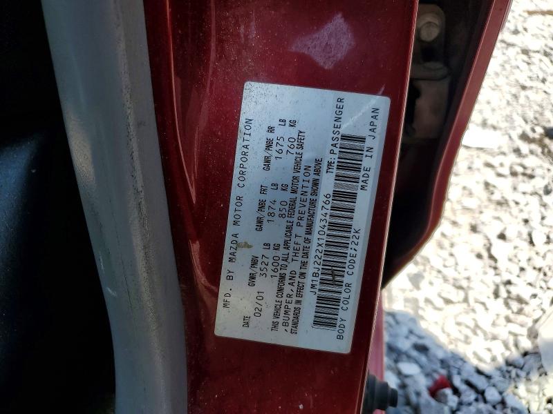 60831136 :رقم المزاد ، JM1BJ222X10434766 vin ، 2001 Mazda Protege مزاد بيع