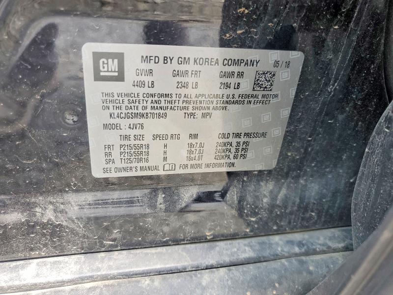 Aukcja sprzedaży 2019 Buick Encore, vin: KL4CJGSM9KB701849, numer aukcji: 59654456