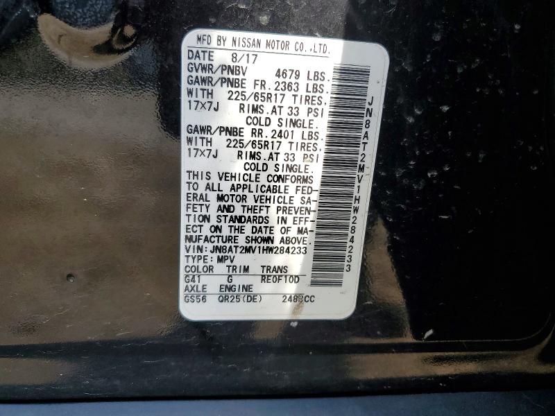 Aukcja sprzedaży 2017 Nissan Rogue, vin: JN8AT2MV1HW284233, numer aukcji: 63608686
