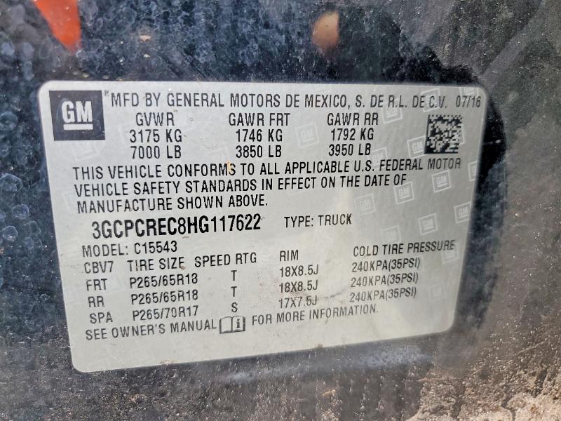 Продаж на аукціоні авто 2017 Chevrolet Silverado, vin: 3GCPCREC8HG117622, номер лоту: 85969855