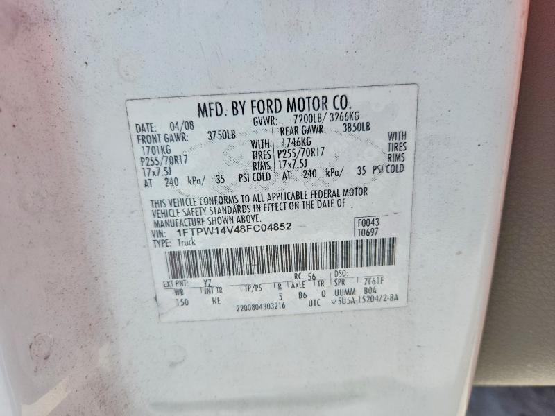 Продаж на аукціоні авто 2008 Ford F150, vin: 1FTPW14V48FC04852, номер лоту: 60217226
